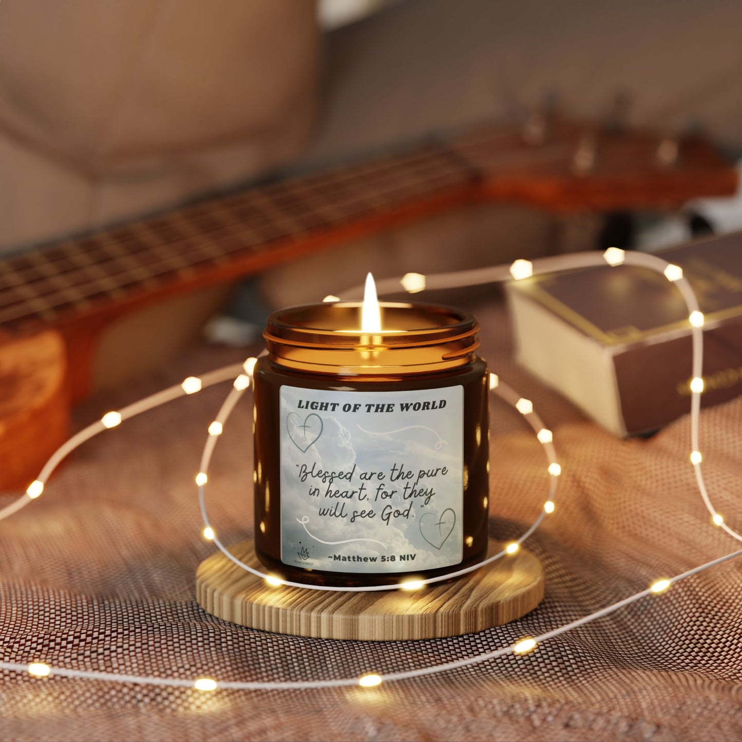 Light of the World (Matt 5:8) - Scented Soy Candle (4oz Amber Jar)